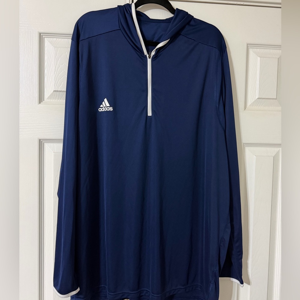 Men’s Adidas thin Navy hoodie with white trim 3XL